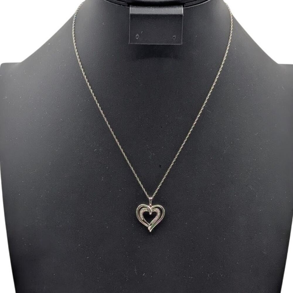 Allure Gems LLC 925 Sterling Diamond Accent Two Hearts Forever Pendant Necklace